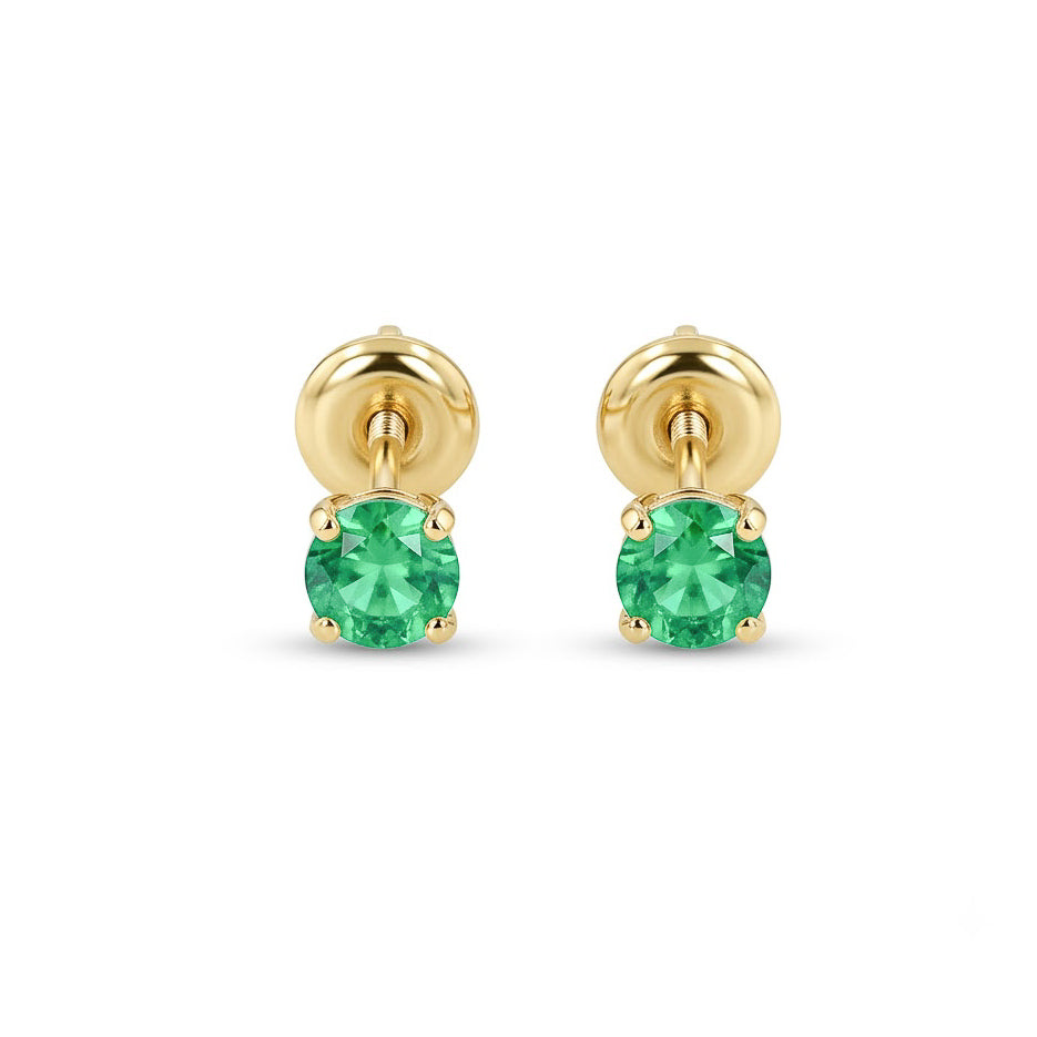 2mm Micro Natural Emerald Studs