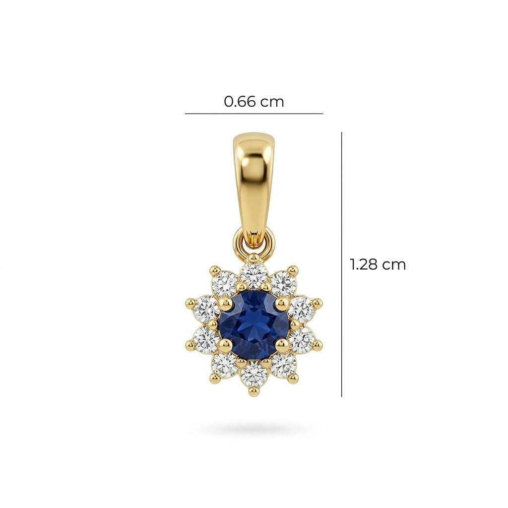 Blue Sapphire Star Rosette Pendant