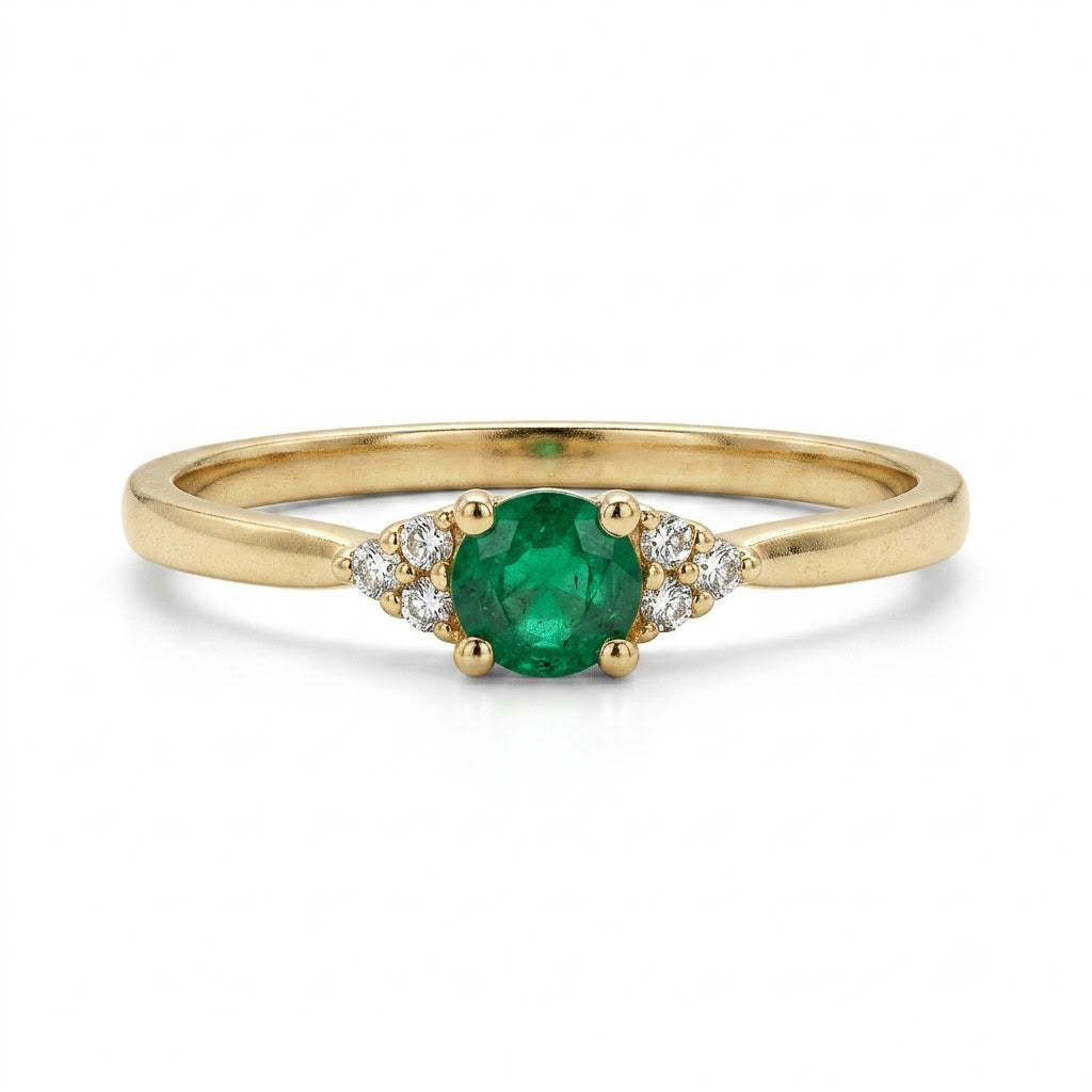 Crown Cluster Natural Emerald Ring