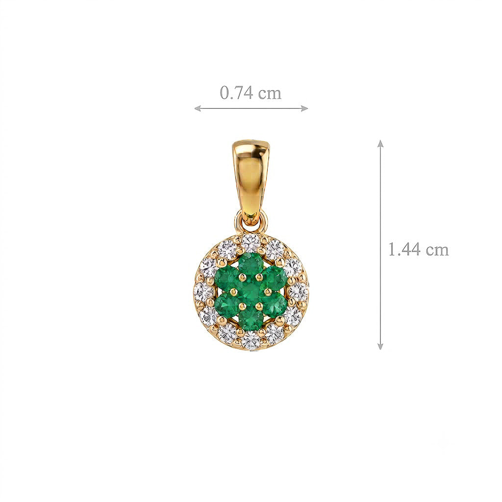 Emerald Rosette Halo Pendant