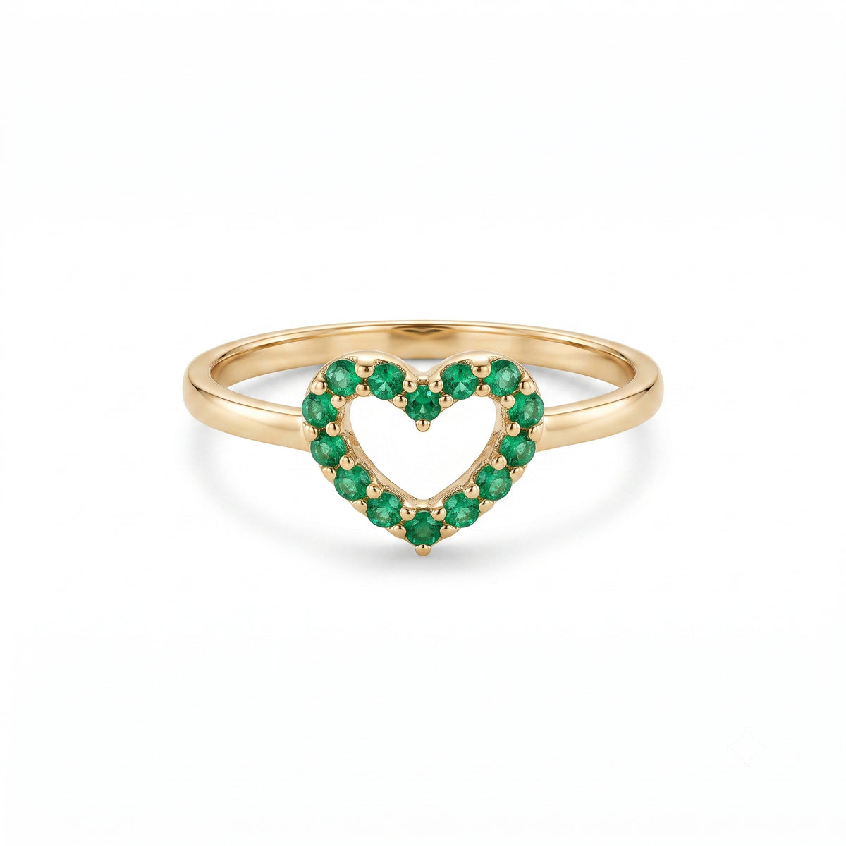 Natural Emerald Open Heart Ring