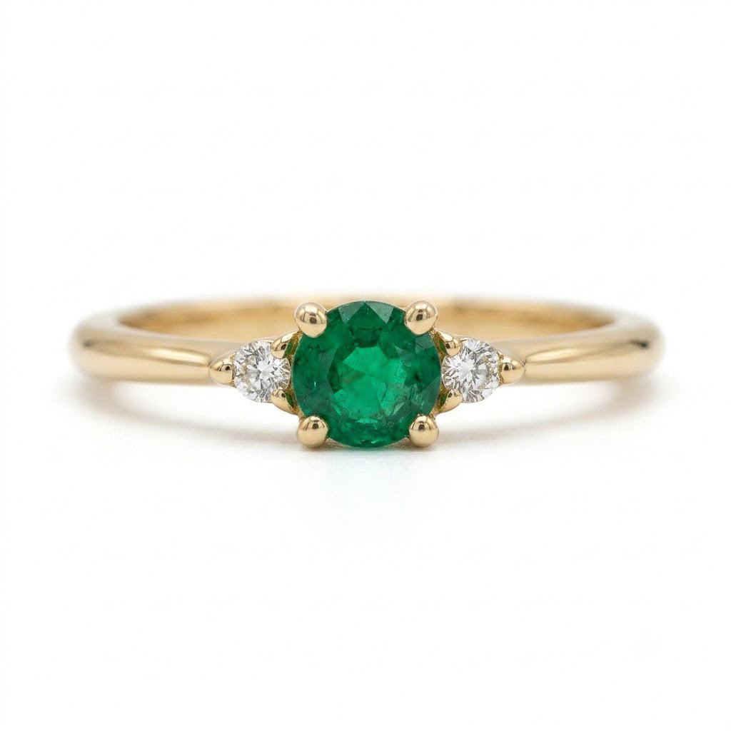Oval/Round Emerald Solitaire Ring