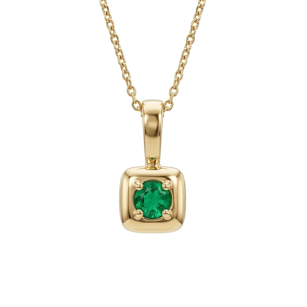Square Cushion Bezel Emerald Pendant