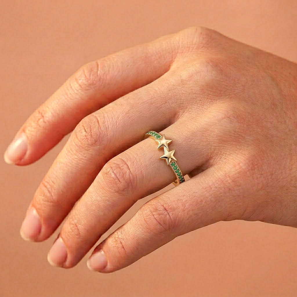 The Celestial Twin Star Ring