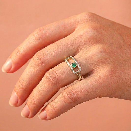 The Emerald Link Pavé Ring
