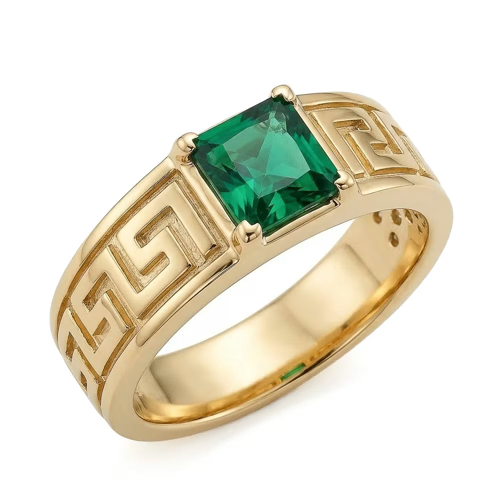Ring Sovereign Greca Emerald
