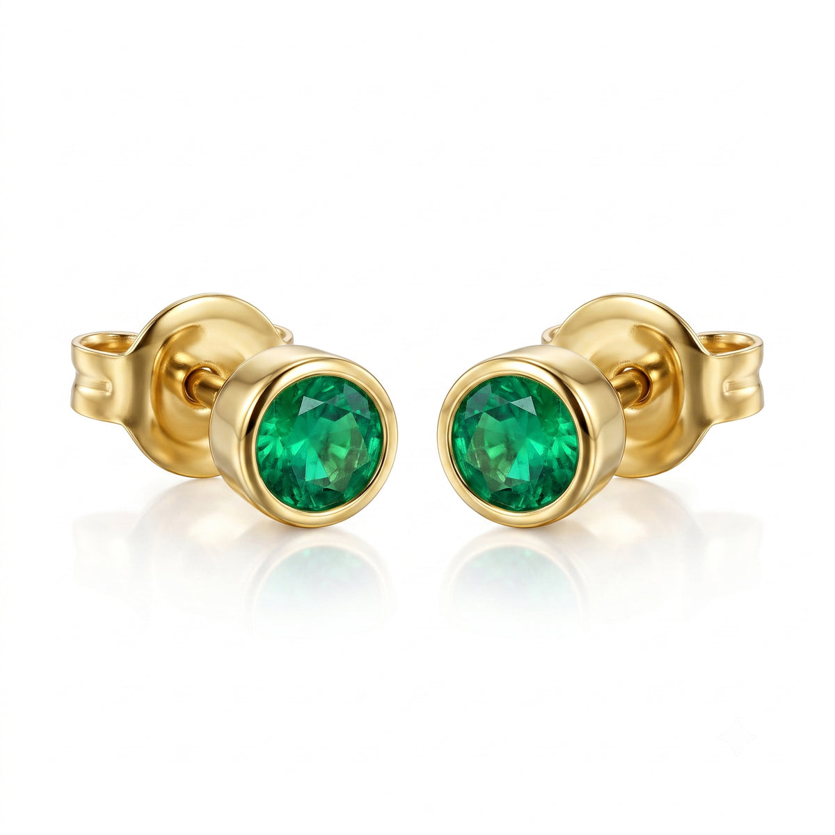2.5mm Bezel-Set Natural Emerald Studs
