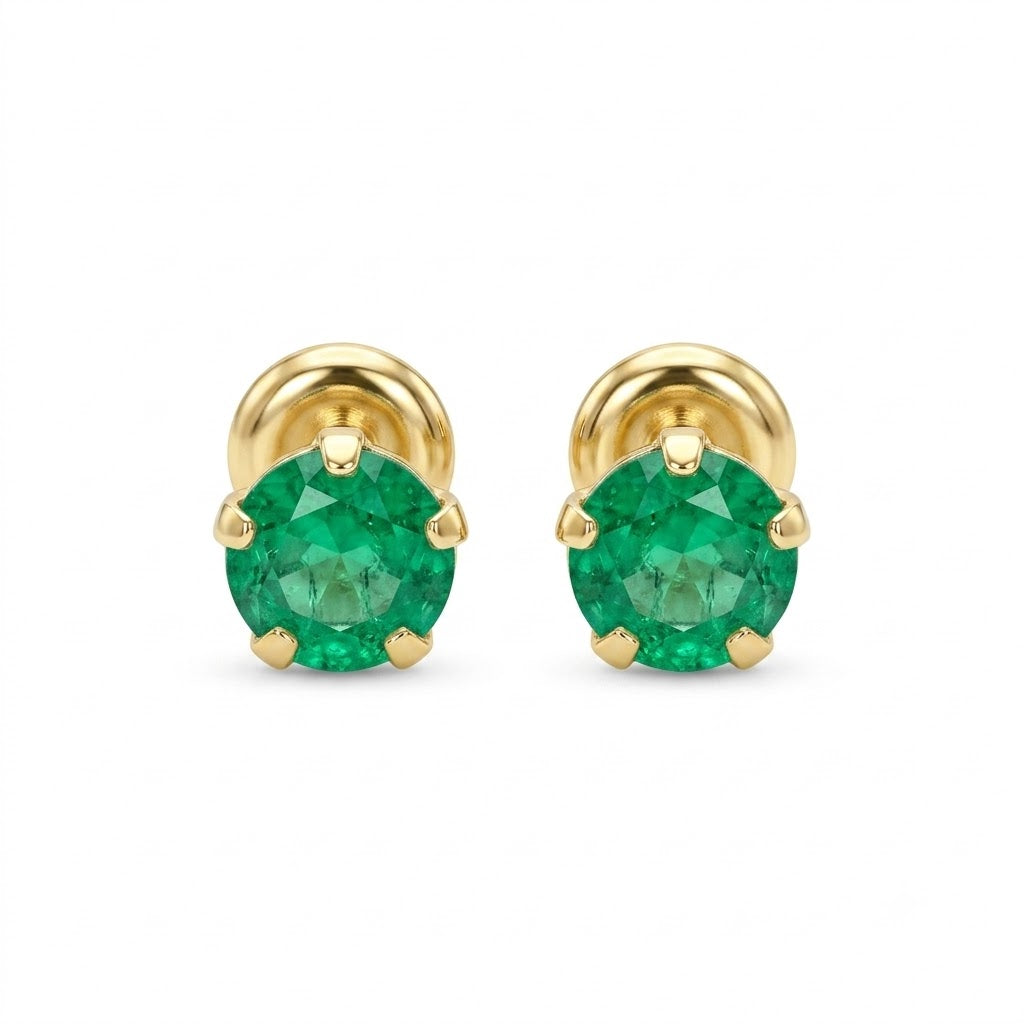 2.7mm Compact Natural Emerald Studs
