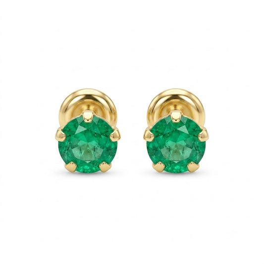 2.7mm Compact Natural Emerald Studs
