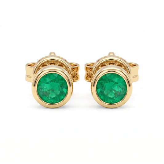 2.9mm Bezel-Set Emerald Studs