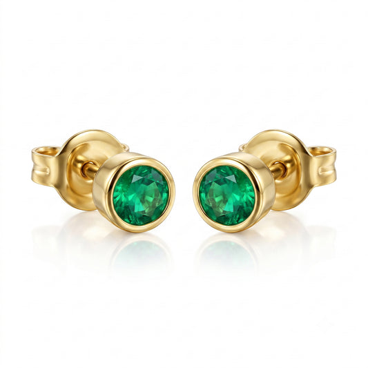 2.9mm Bezel-Set Emerald Studs