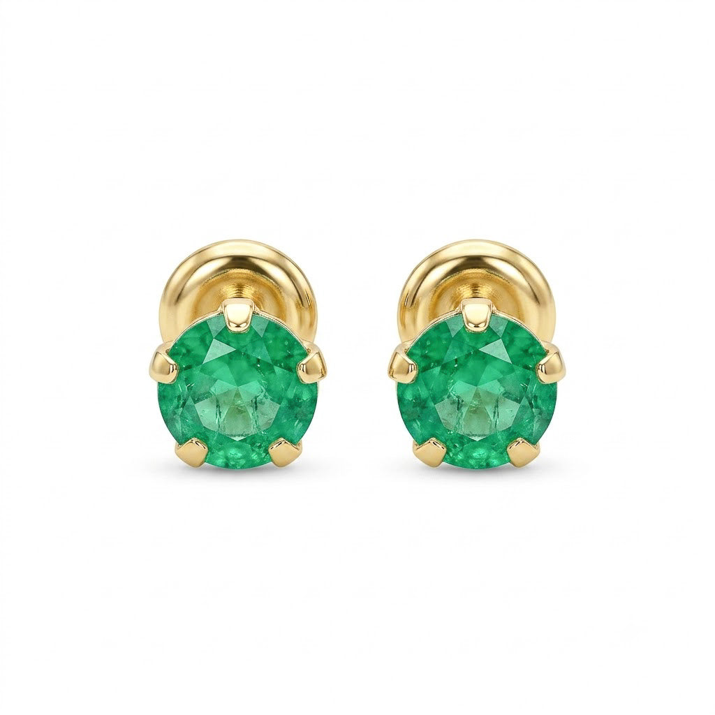 3.5mm Natural Emerald Studs