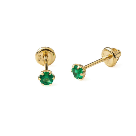 3mm Mini Natural Emerald Studs