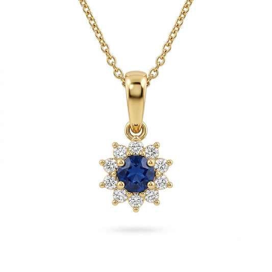 Blue Sapphire Star Rosette Pendant