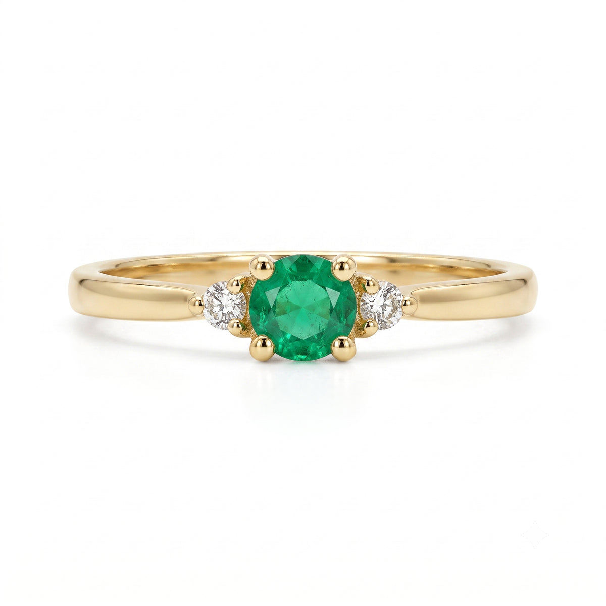 Classic Emerald Solitaire Ring with Accents