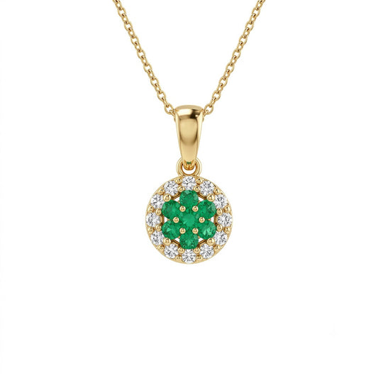 Emerald Rosette Halo Pendant