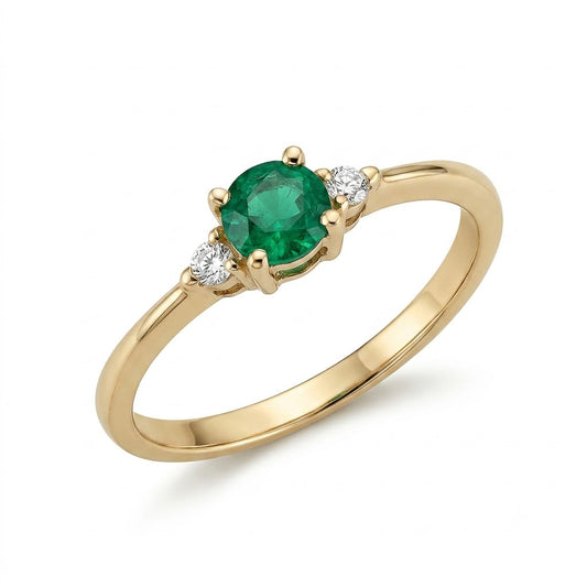 Oval/Round Emerald Solitaire Ring