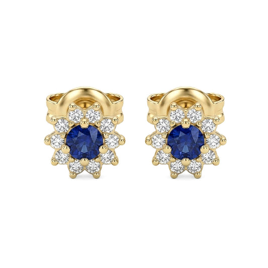 Regal Sapphire & Diamond Halo Stud Earrings
