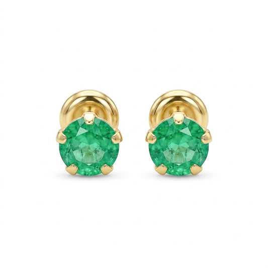 Solitaire Natural Emerald Studs