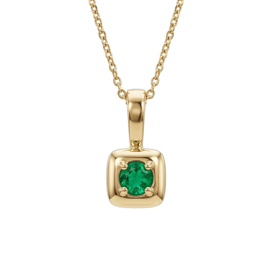 Square Cushion Bezel Emerald Pendant