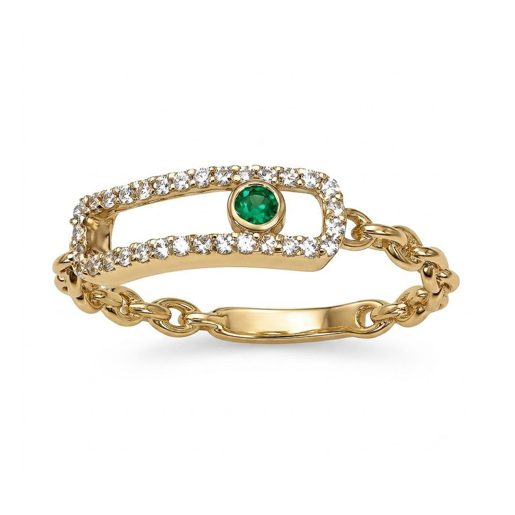 The Emerald Link Pavé Ring