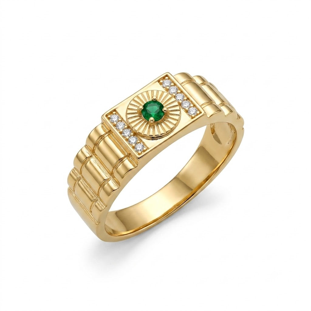 The Solstice Emerald-Tone Signet