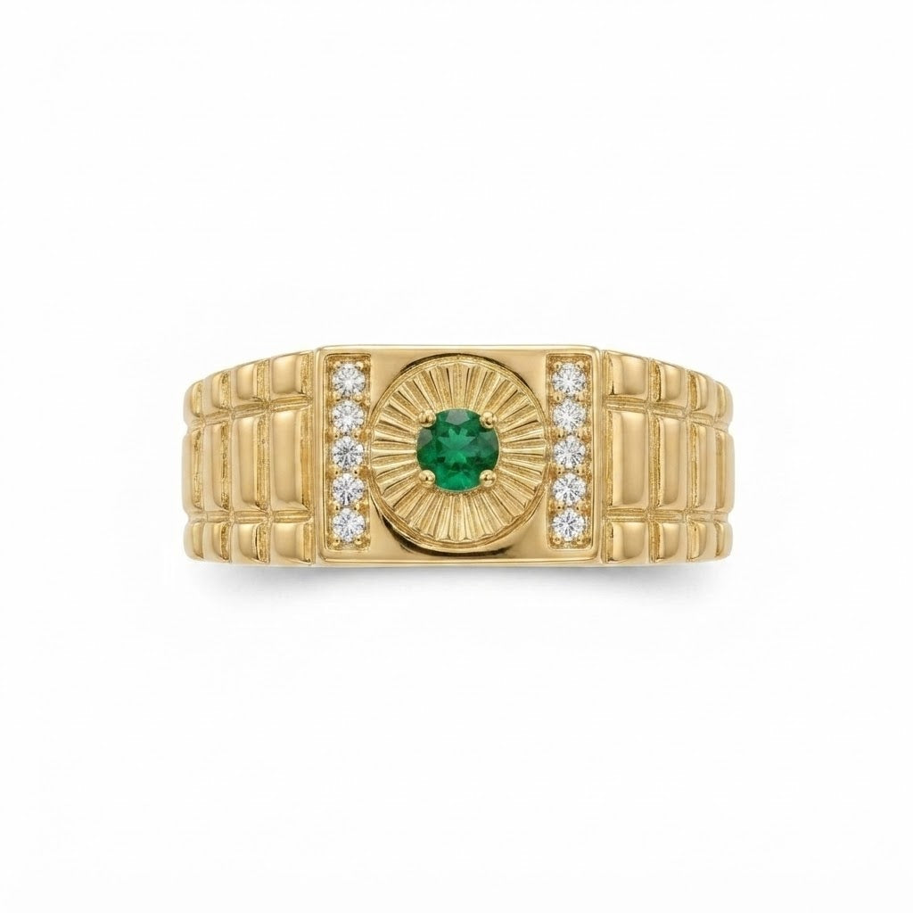 The Solstice Emerald-Tone Signet