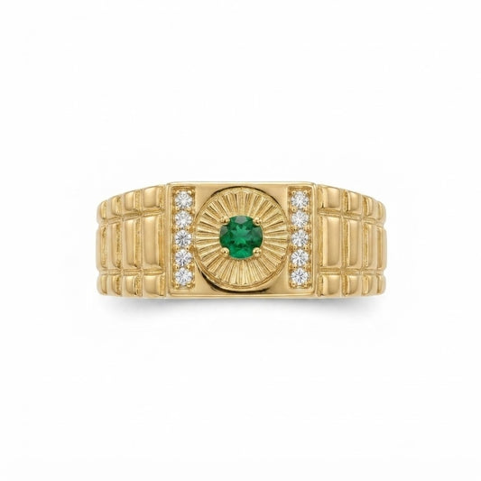 The Solstice Emerald-Tone Signet