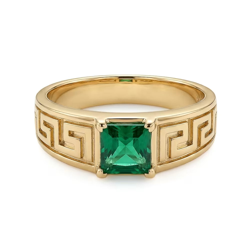 Ring Sovereign Greca Emerald