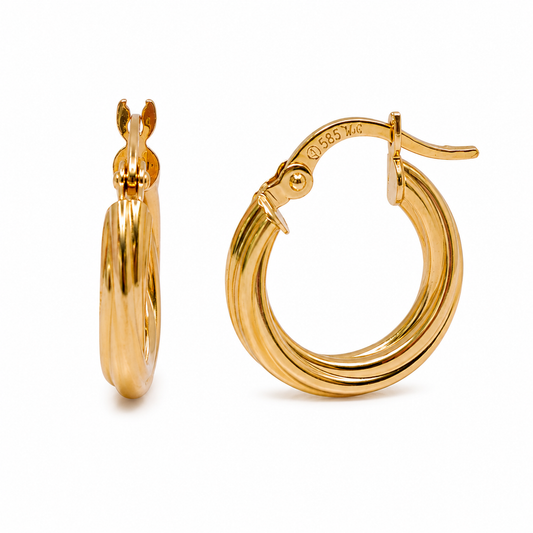 The Twin Line Gold Hoops